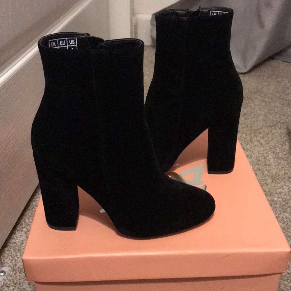 Black suede booties